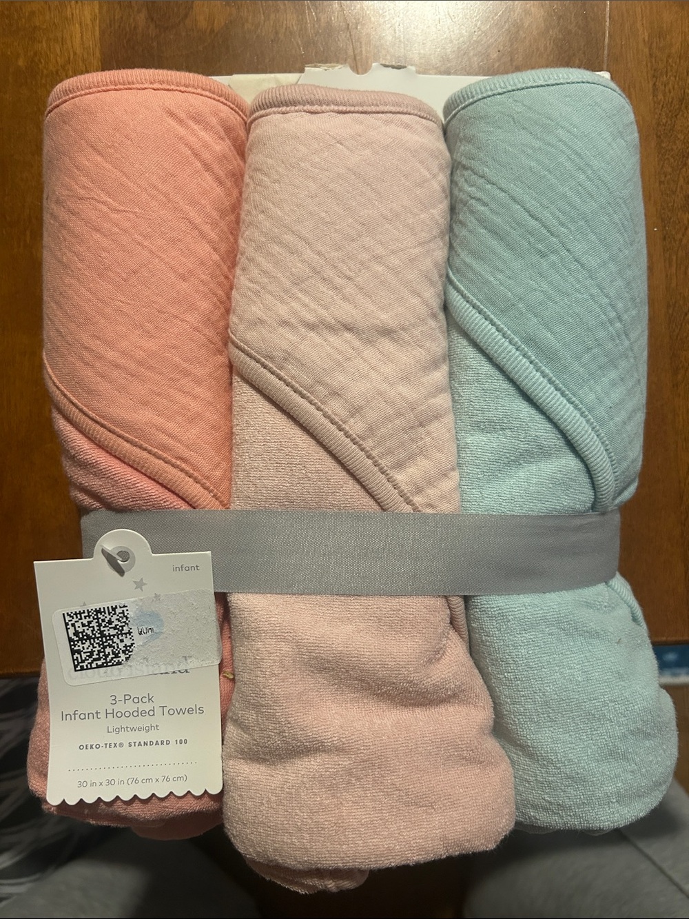 cloud island Infant Hooded Towels - Coral, Blush, Mint